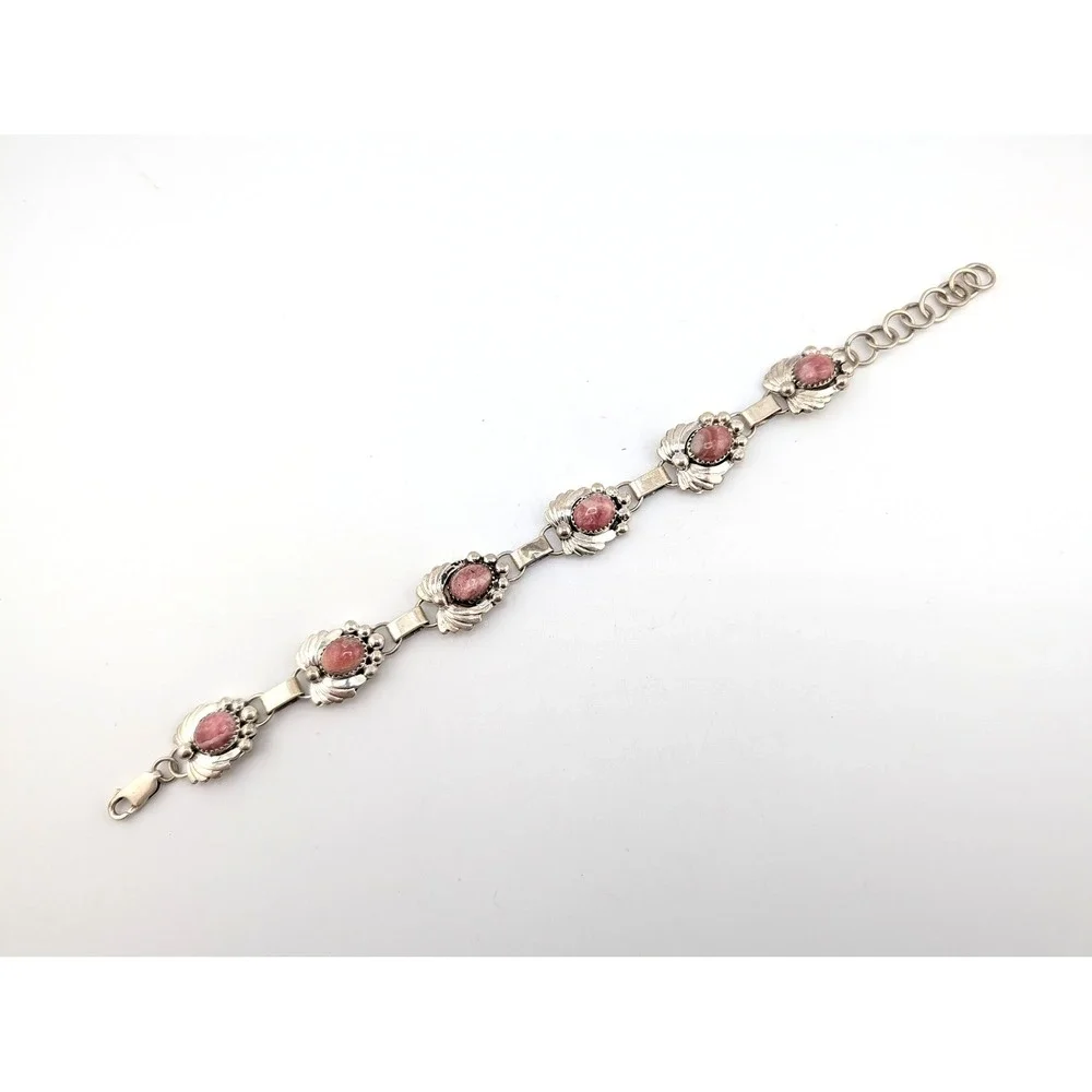 Handmade Navajo Natural‎ Wreath Rhodochrosite Stone Bracelet Fits 8-9.5 in. **